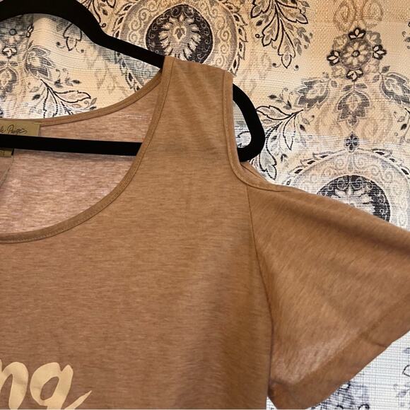 Charlie Paige Pale Pink Strong Is The New Pretty Cold Shoulder Tee Size L/XL - Picture 4 of 8